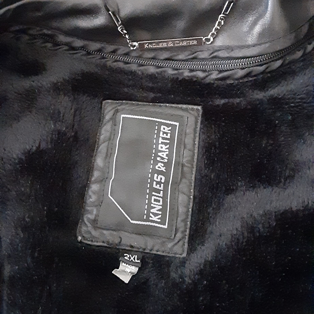 Knoles&Carter black Italian lamb skin leather coat, jacket - Picture 3 of 11